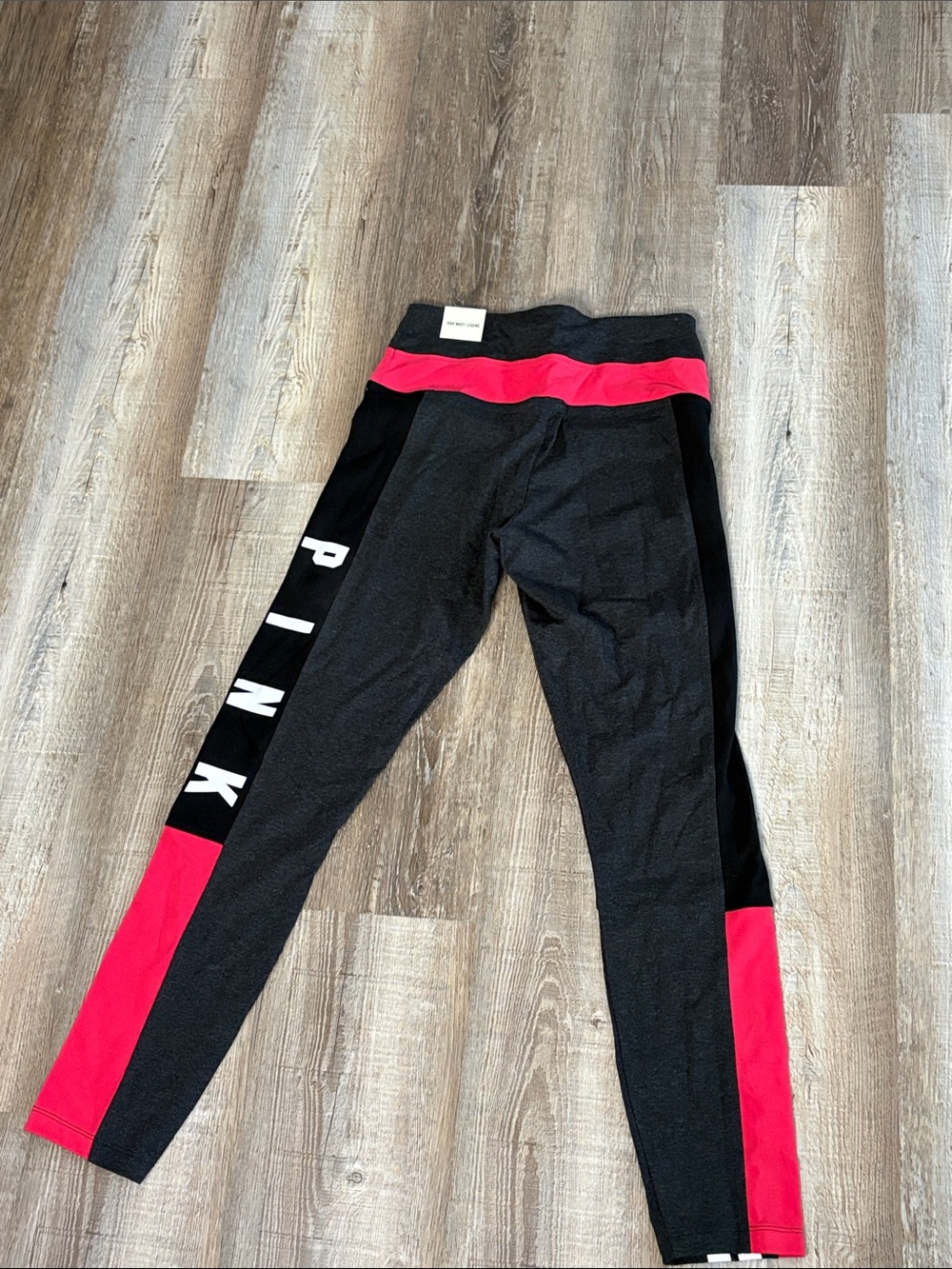 PINK Victoria's Secret Black & Hot Pink Colorblock Leggings